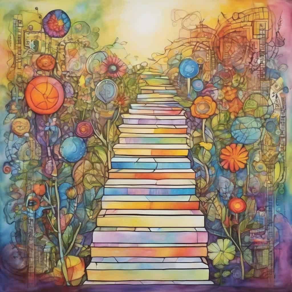 Αντανάκλαση της δύναμης της υποστήριξης μέσα από καλλιτεχνική εικόνα με σκαλοπάτια και πολύχρωμα λουλούδια.