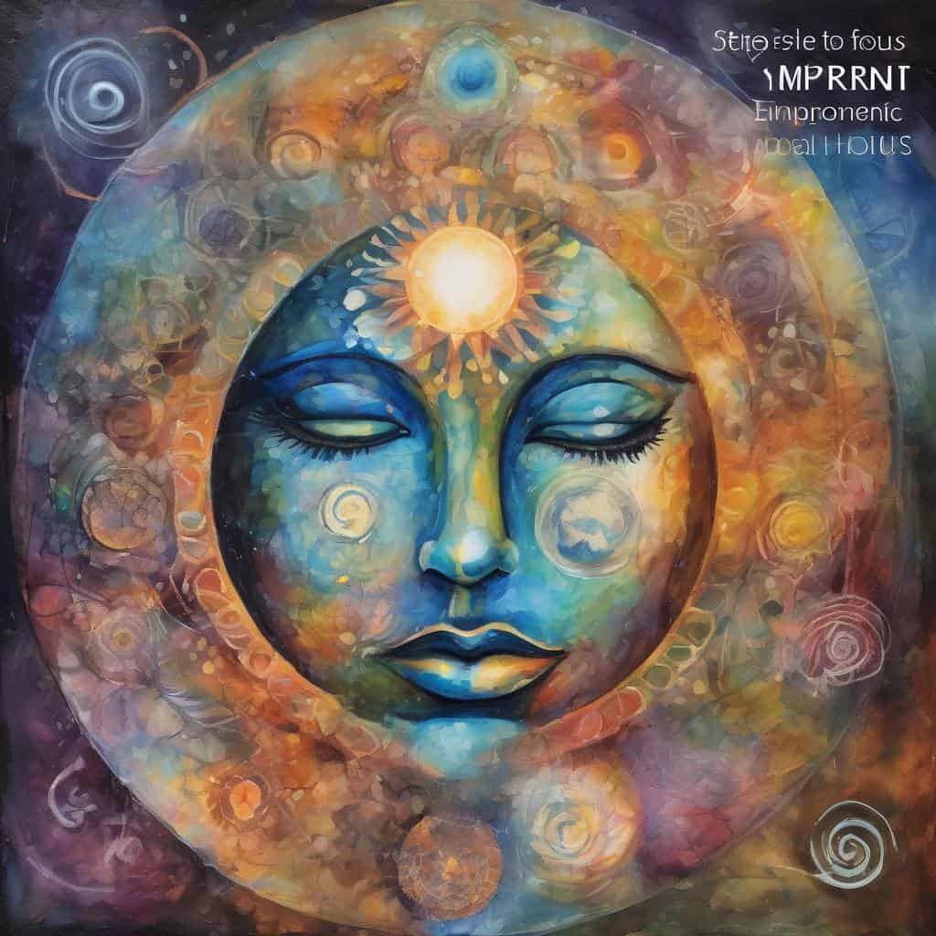 Ψυχεδελικό έργο τέχνης με cosmic στοιχεία και την δύναμη της υποστήριξης, ιδανικό για θετικές ενέργειες και προσωπική ανάπτυξη.